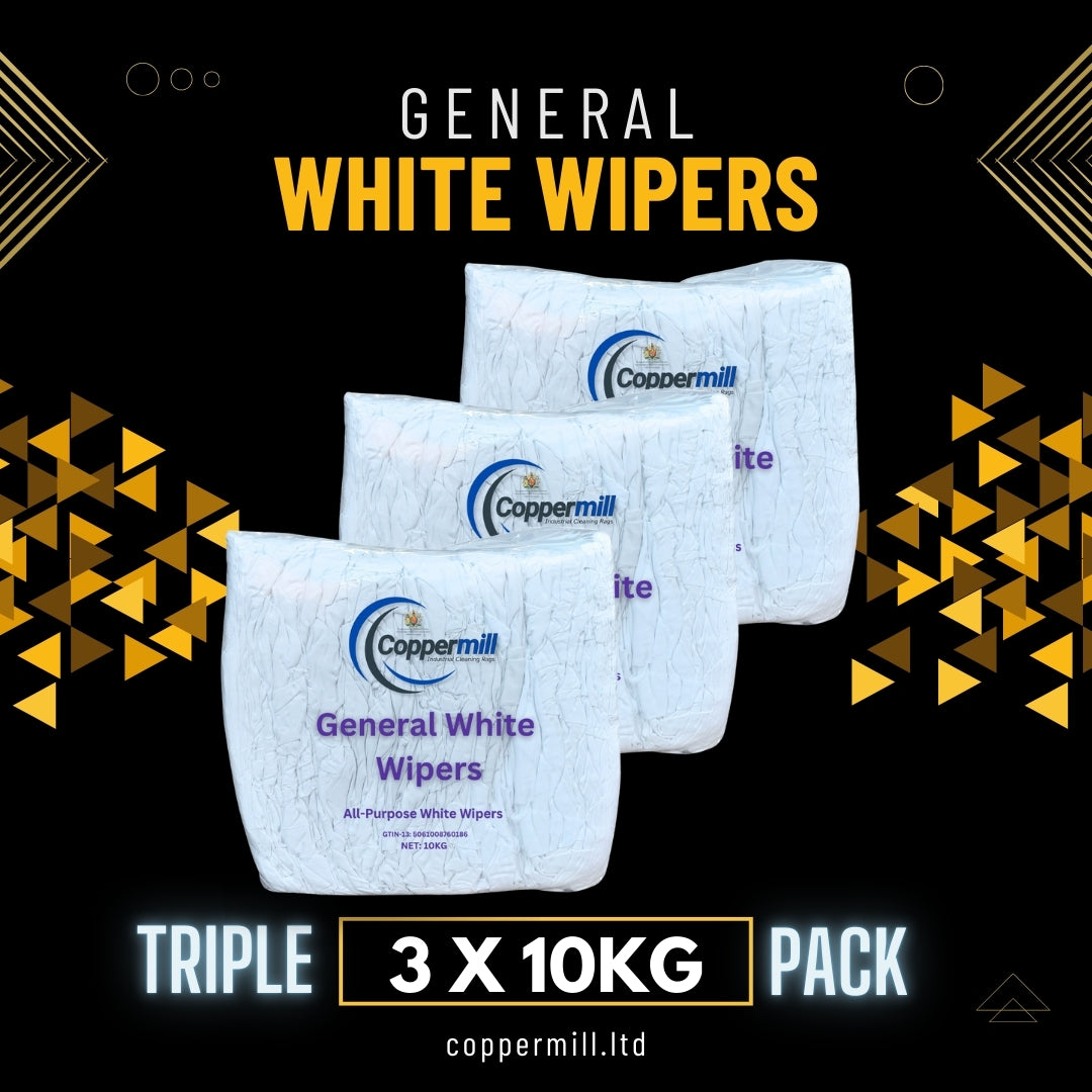 Triple Pack - 3 x 10kg Bales of General White Wipers