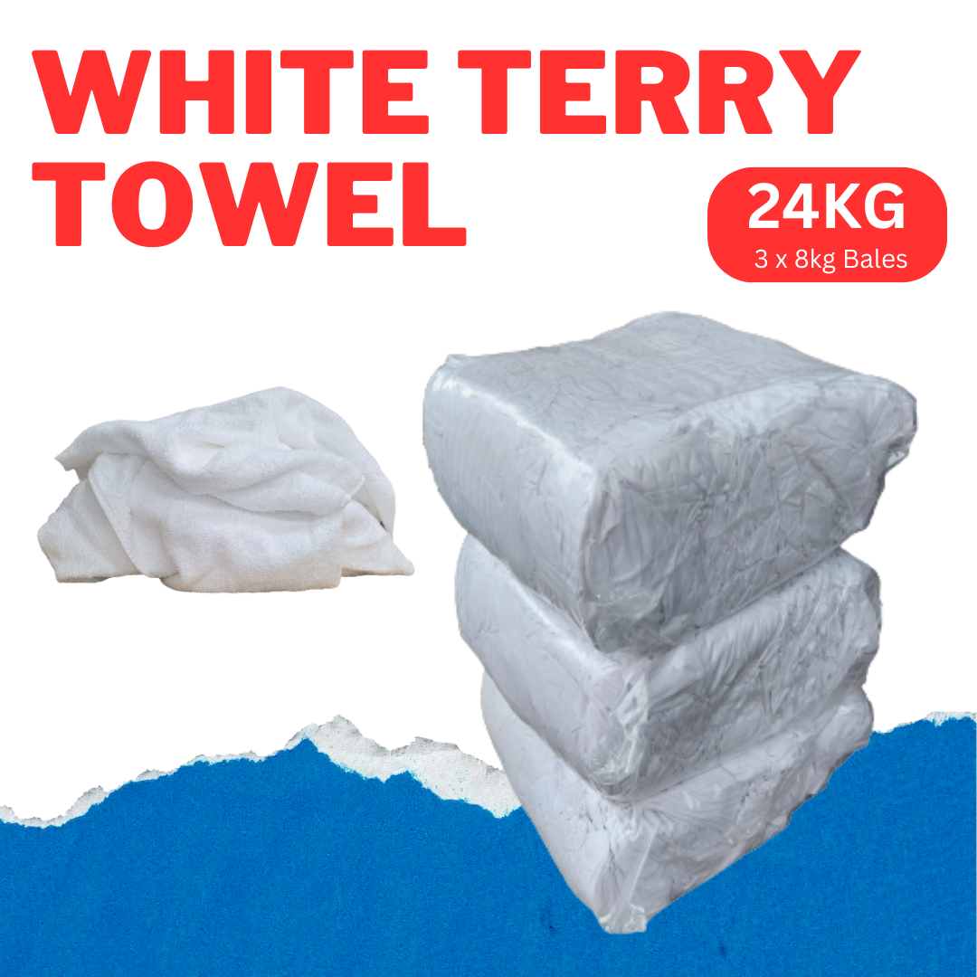 Triple Pack - 3 x 8kg Bales of White Terry Towel