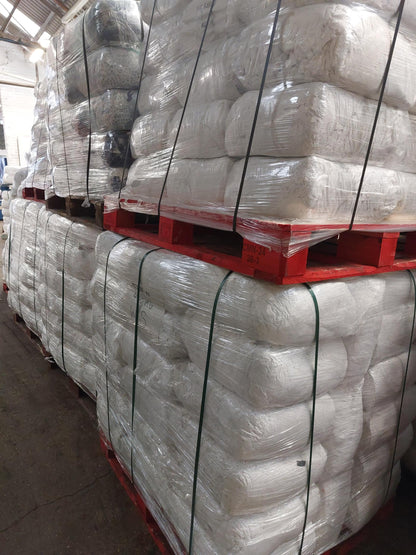 OVERSTOCK SALE: 30 x 9kg Bales White Linen Cleaning Rags (270kg)