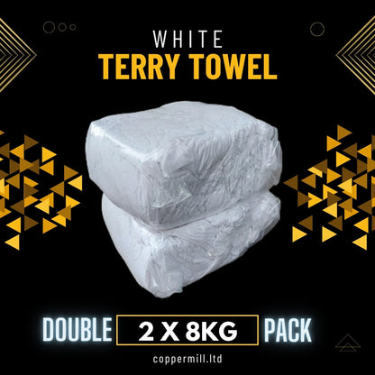 Double Pack - 2 x 8kg Bales of Premium White Terry Towel