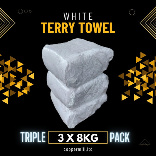 Triple Pack - 3 x 8kg Bales of White Terry Towel