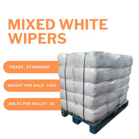 30 x 10kg Mixed White Wipers