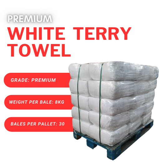 30 x 8kg Premium White Terry Towel