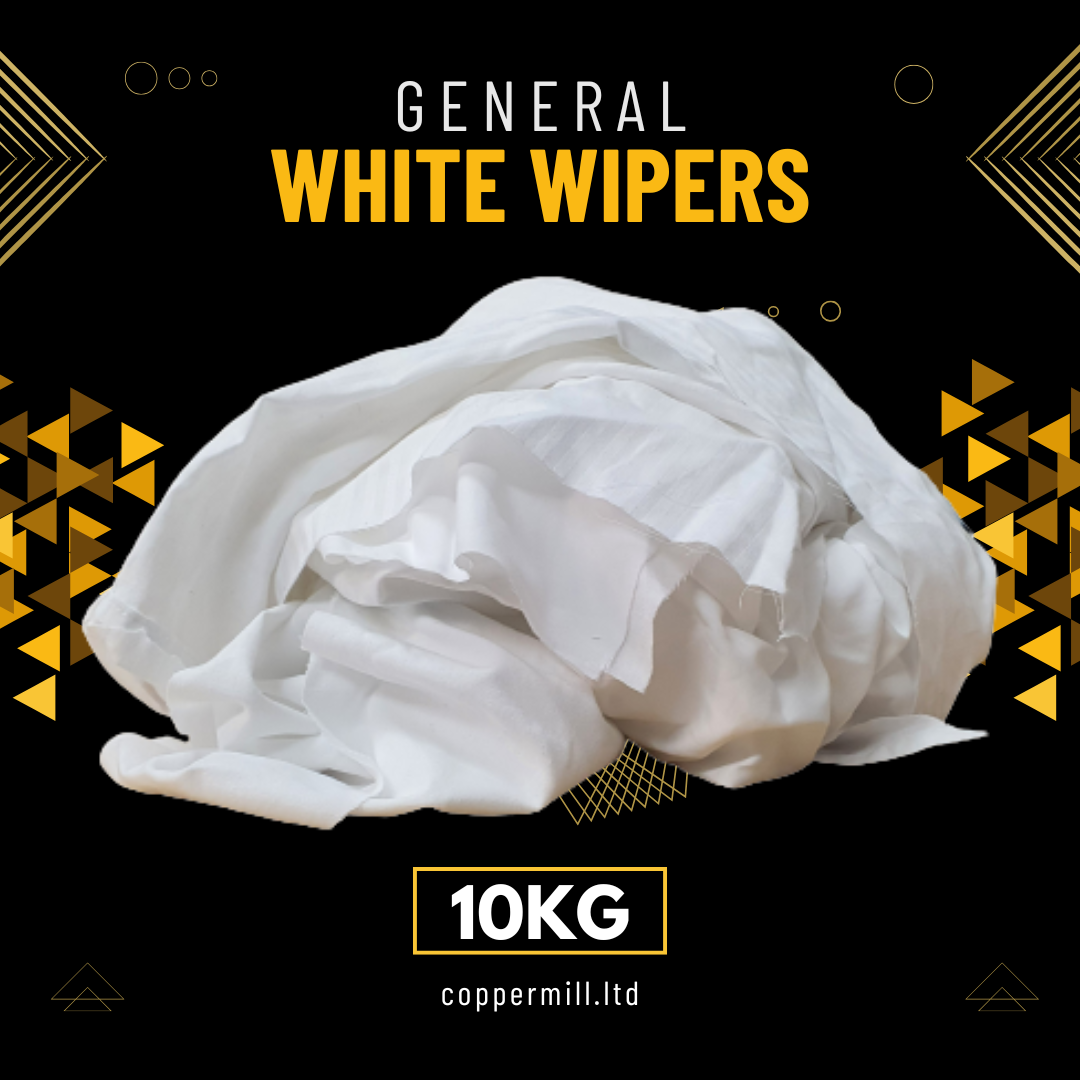 General White Wipers – 10kg Bale of High-Quality Recycled Cleaning Rags