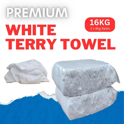 2 x 8kg Bales of Premium White Terry Towel